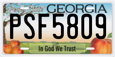 GA license plate PSF5809
