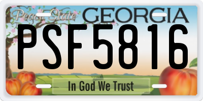 GA license plate PSF5816