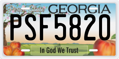 GA license plate PSF5820