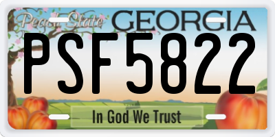 GA license plate PSF5822