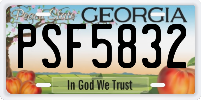 GA license plate PSF5832