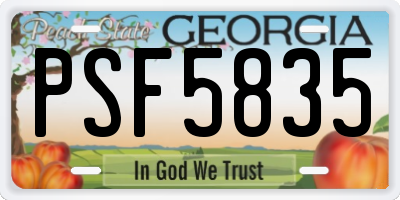 GA license plate PSF5835