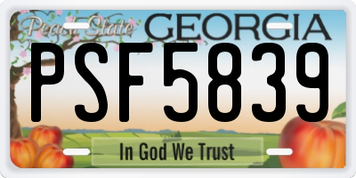 GA license plate PSF5839