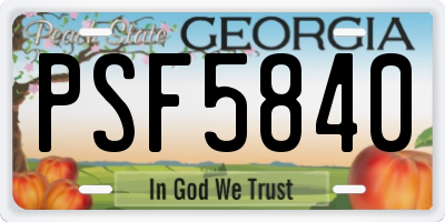GA license plate PSF5840