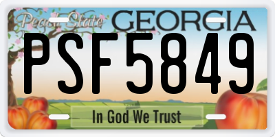 GA license plate PSF5849