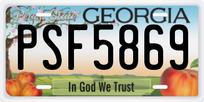GA license plate PSF5869