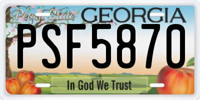 GA license plate PSF5870