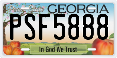 GA license plate PSF5888