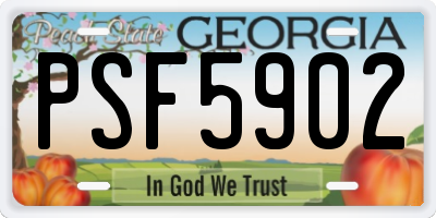 GA license plate PSF5902