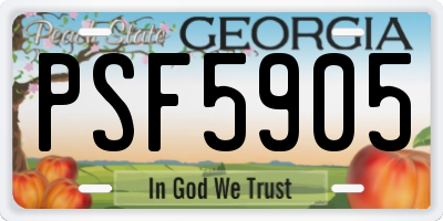 GA license plate PSF5905