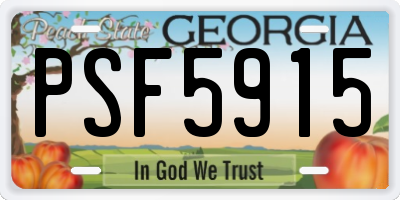 GA license plate PSF5915