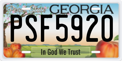 GA license plate PSF5920