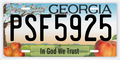 GA license plate PSF5925