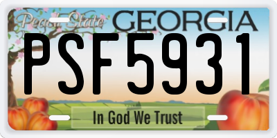 GA license plate PSF5931