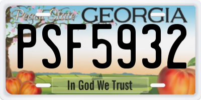 GA license plate PSF5932