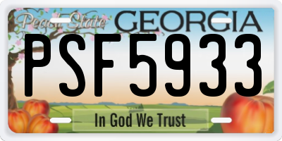 GA license plate PSF5933