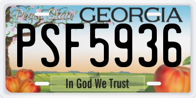 GA license plate PSF5936