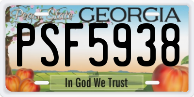 GA license plate PSF5938
