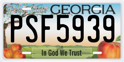 GA license plate PSF5939