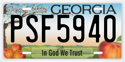 GA license plate PSF5940