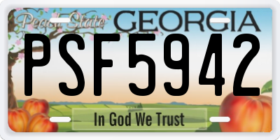 GA license plate PSF5942