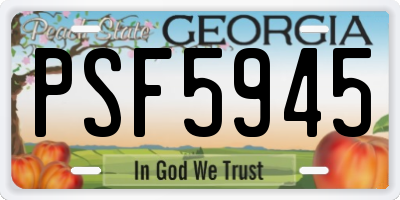 GA license plate PSF5945