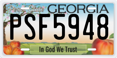 GA license plate PSF5948