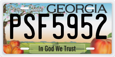 GA license plate PSF5952