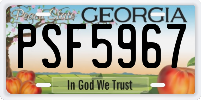 GA license plate PSF5967