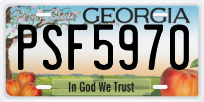 GA license plate PSF5970