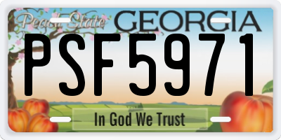 GA license plate PSF5971