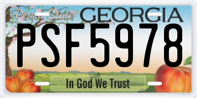 GA license plate PSF5978