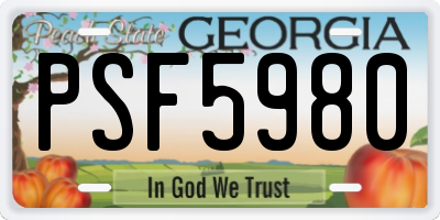 GA license plate PSF5980