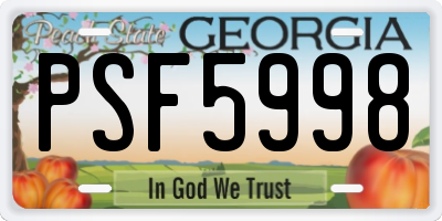 GA license plate PSF5998