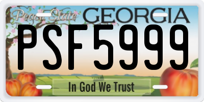 GA license plate PSF5999