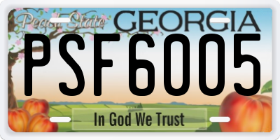 GA license plate PSF6005
