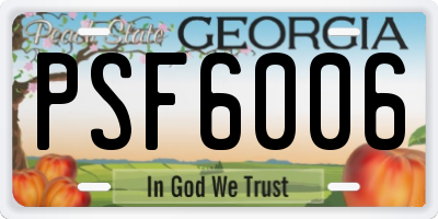 GA license plate PSF6006