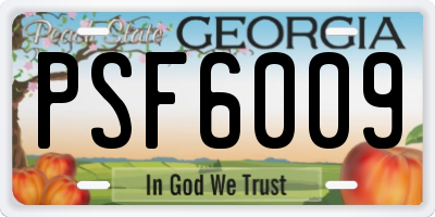 GA license plate PSF6009