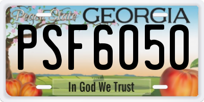 GA license plate PSF6050