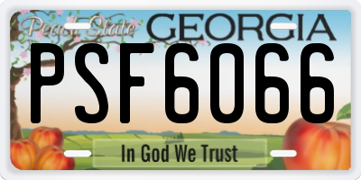 GA license plate PSF6066