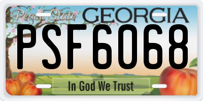 GA license plate PSF6068