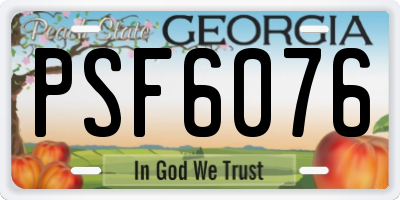 GA license plate PSF6076