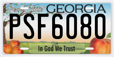 GA license plate PSF6080
