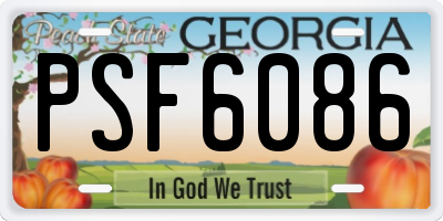GA license plate PSF6086