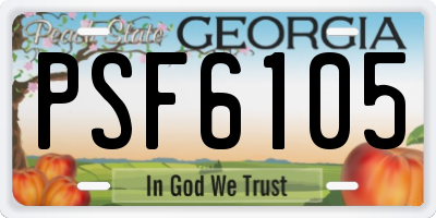 GA license plate PSF6105