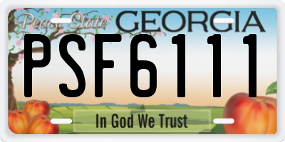 GA license plate PSF6111