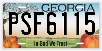 GA license plate PSF6115