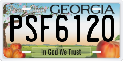 GA license plate PSF6120