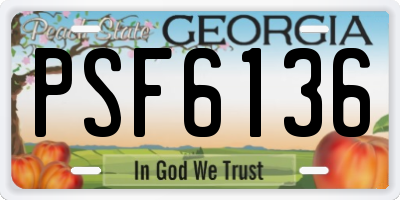 GA license plate PSF6136