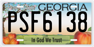 GA license plate PSF6138